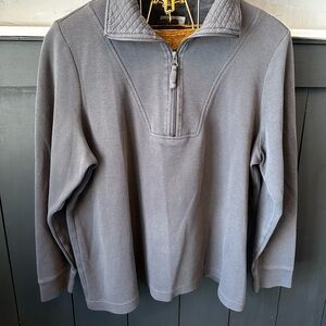 Studio Works Gray Knit Pullover Quarter Zip with Quilted Collar & Long Sleeve 2X